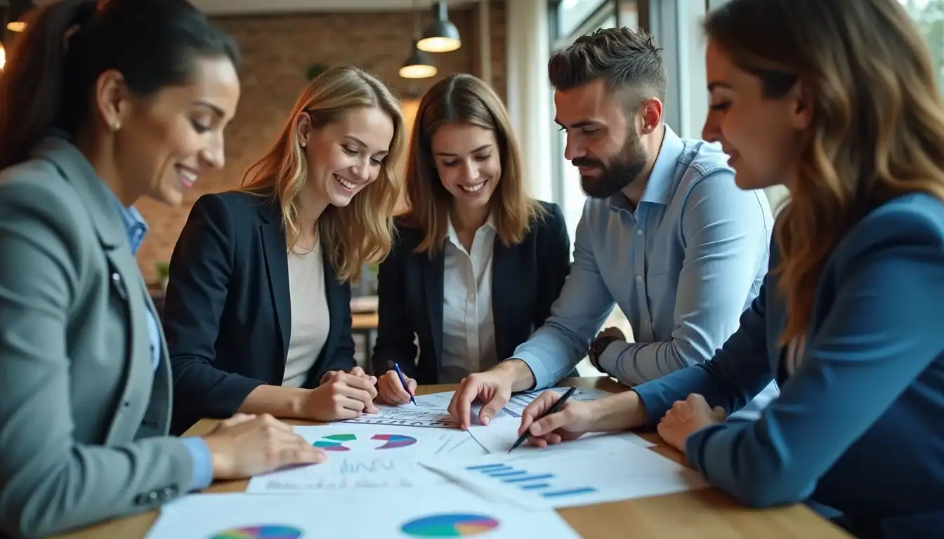 Gruppdiskussion med diagram och analyser.